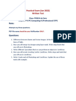 Practical Exam (Jan 2022) Written Test: Class: PGDCA-Ist Sem Subject: P-II PC Computing-II (Professional DTP)