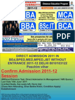 I Want Admission in 2011 Ba, Ma, B Com, M Com Bba, Mba, Bca, Mca, B Lib, M Lib Ba JMC, Ma JMC, B Tec M Tech