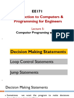 EE171 Lecture 5 Programming with C Decisions Loops Jumps