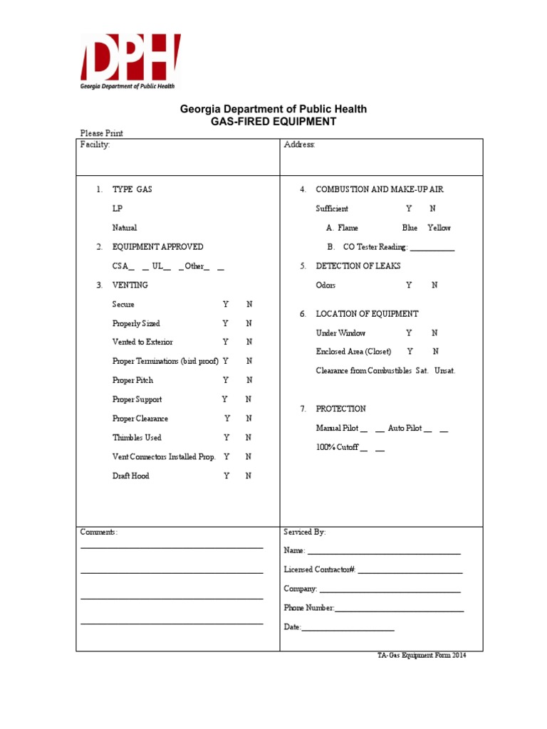 Georgia Gas Equipment Inspection Form | PDF | Safety | Hazards