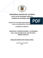Universidad Agraria Del Ecuador: Facultad de Economía Agrícola Carrera de Economía Agrícola