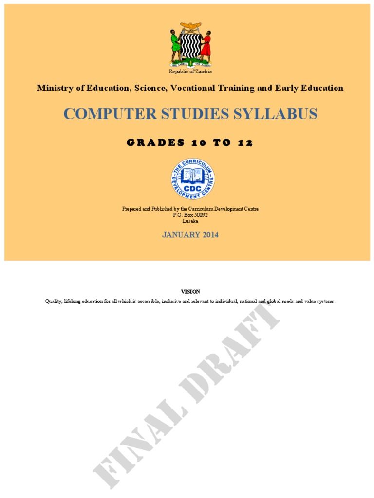 Computer Studies Syllabus Grades 10 To 12 | PDF | Computer Programming ...