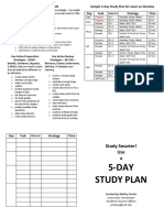 5 - Day Study Plan Sample 5-Day Study Plan For Exam On Monday Day Task Strategy Time