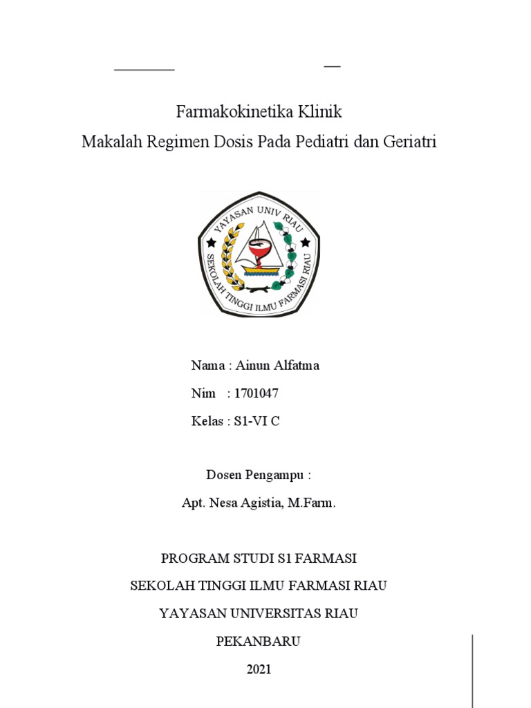 Farmakokinetika Klinik: Regimen Dosis Obat untuk Pasien Pediatri dan