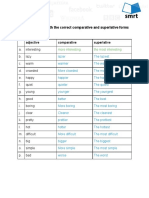 Fill in The Table With The Correct Comparative and Superlative Forms of The Adjectives