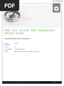 Risk and Control Self Assessment (RCSA) Guide