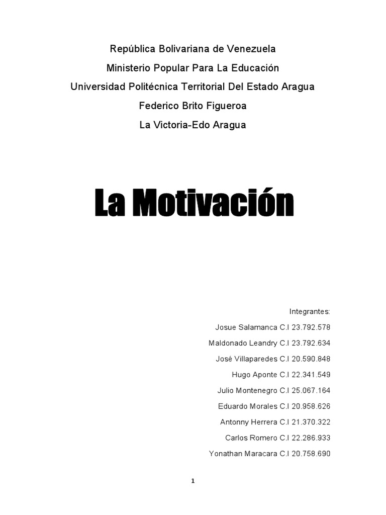 La Motivacion | PDF | Motivacional | Motivación