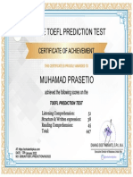E-Certificate TOEFL PREDICTION Score - MUHAMAD PRASETIO