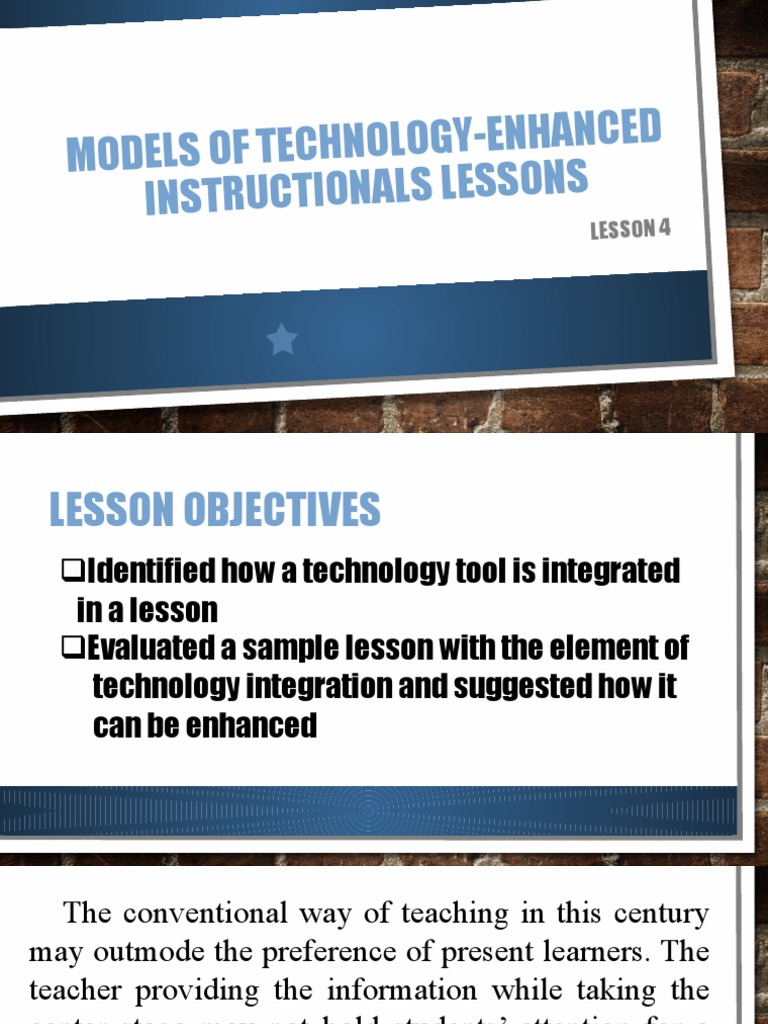 Models of Technology-Enhanced Instructional Lessons | Download Free PDF ...