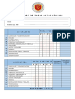 CERTIFICADO DE NOTAS Basica 2021 1° y 2° - Notas I y II Semestre