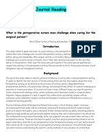 Journal Reading: What Is The Perioperative Nurses Main Challenge When Caring For The Surgical Patient?