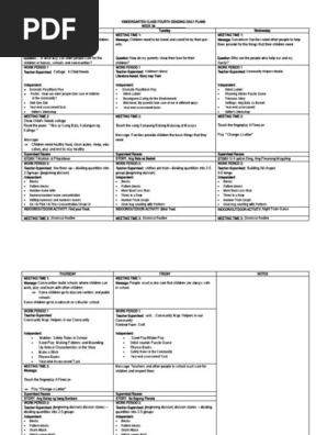 Kindergarten Lesson Plan Week 38