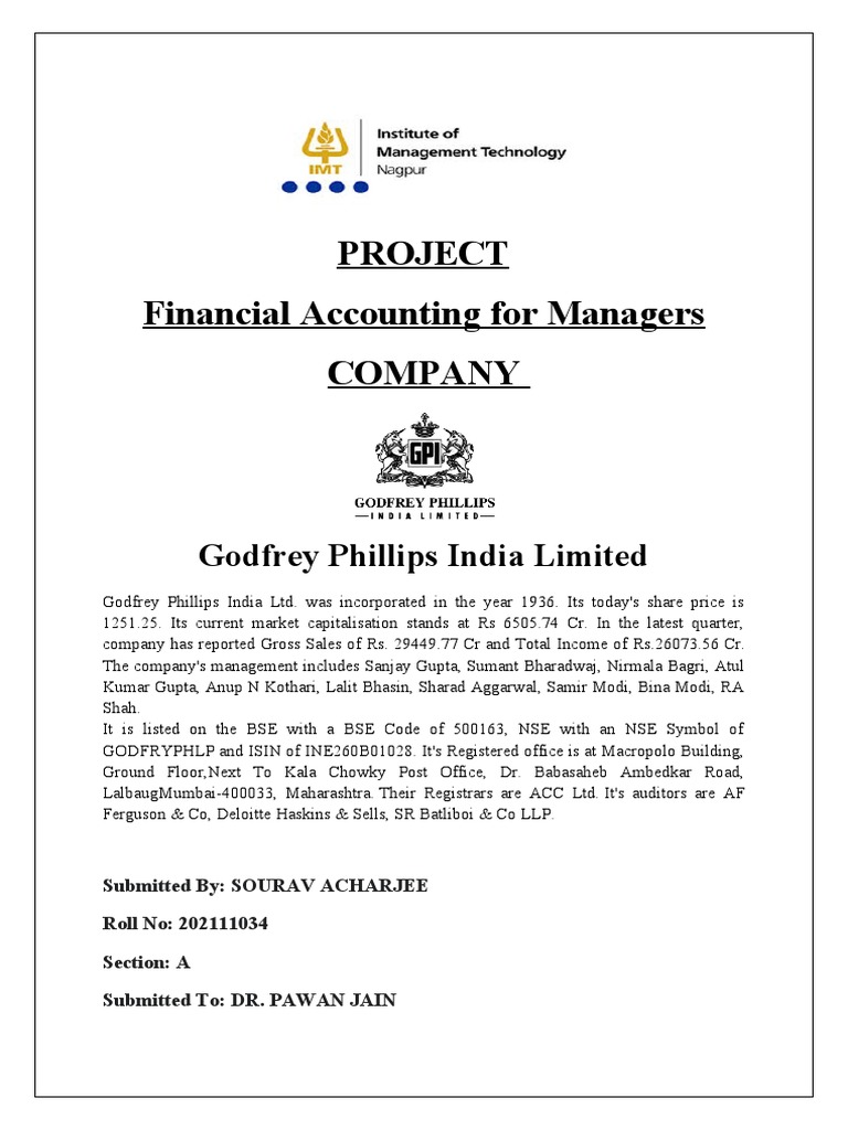 Financial Statement Analysis of Godfrey Phillips India Limited PDF