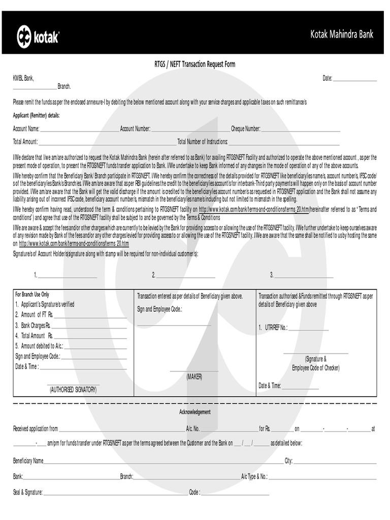 RTGS NEFT Multiple Transaction Form | PDF | Services (Economics) | Payments