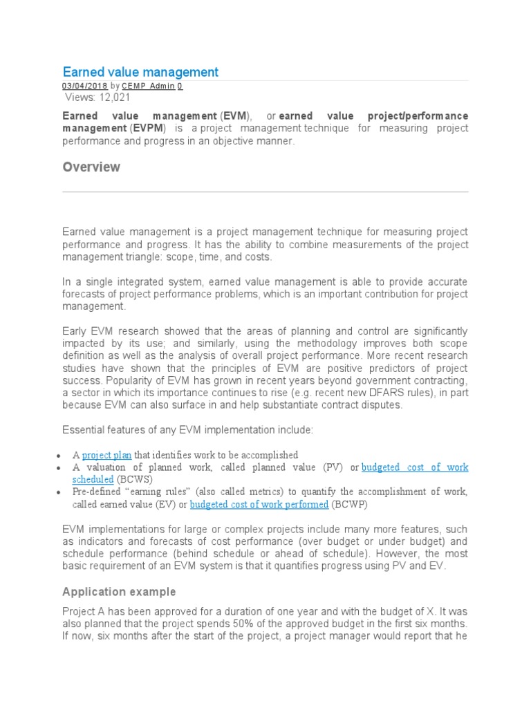 Understanding Earned Value Management | PDF | Project Management | Business