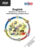 English: Quarter 2 - Module 8: Subordinating Conjunctions