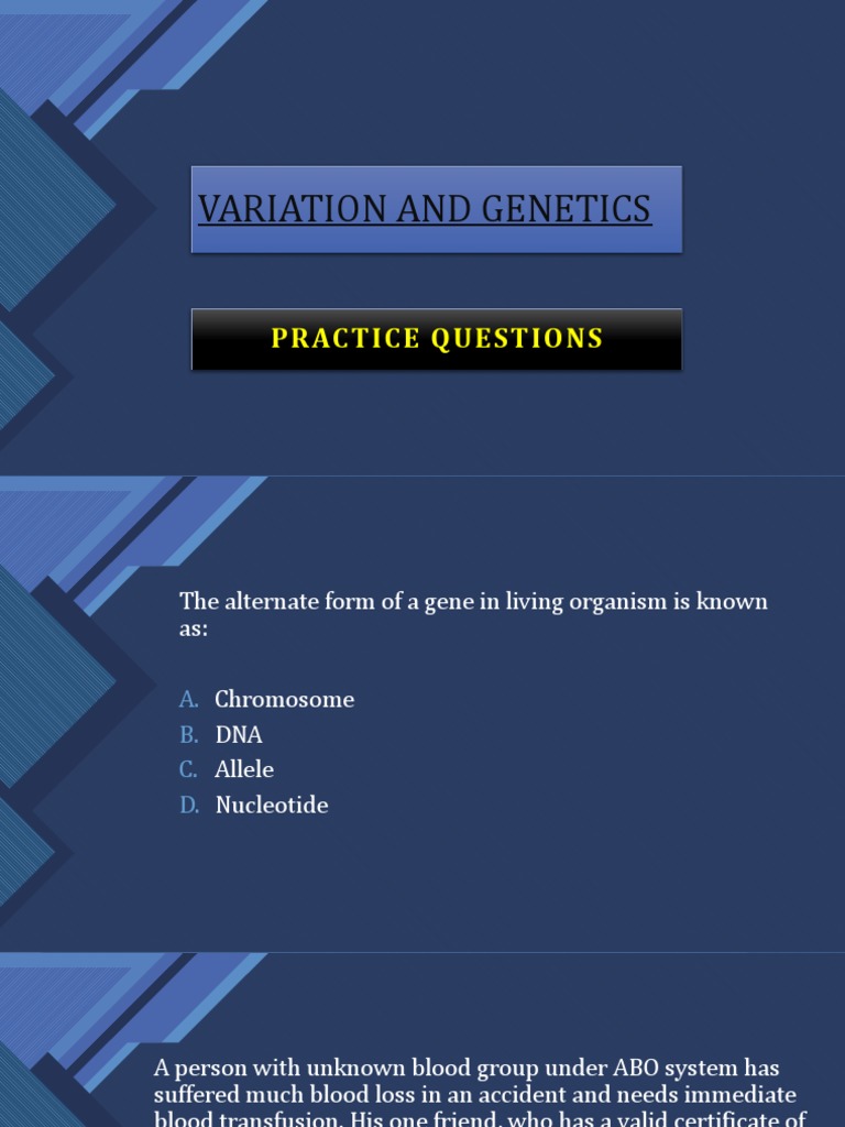 VARIATION AND Practice Question PDF Dominance