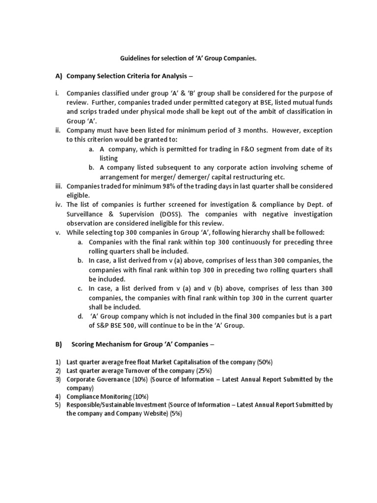Guidelines Group A Companies | PDF | Economies | Business