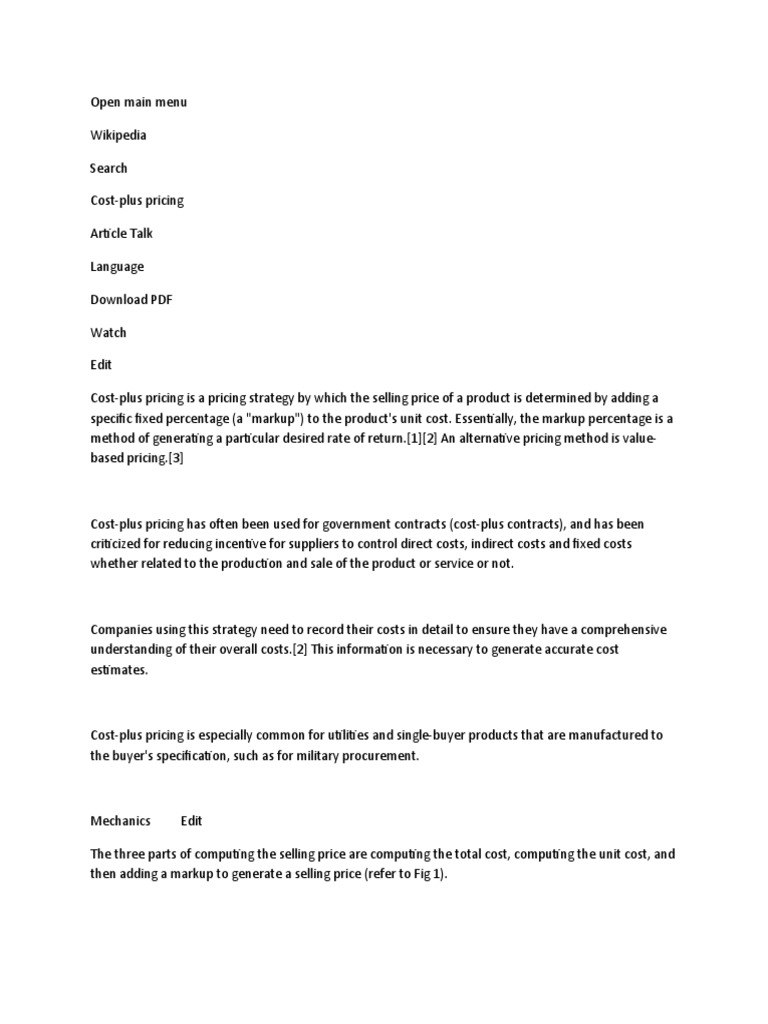 Cost Plus PDF Economics Marketing