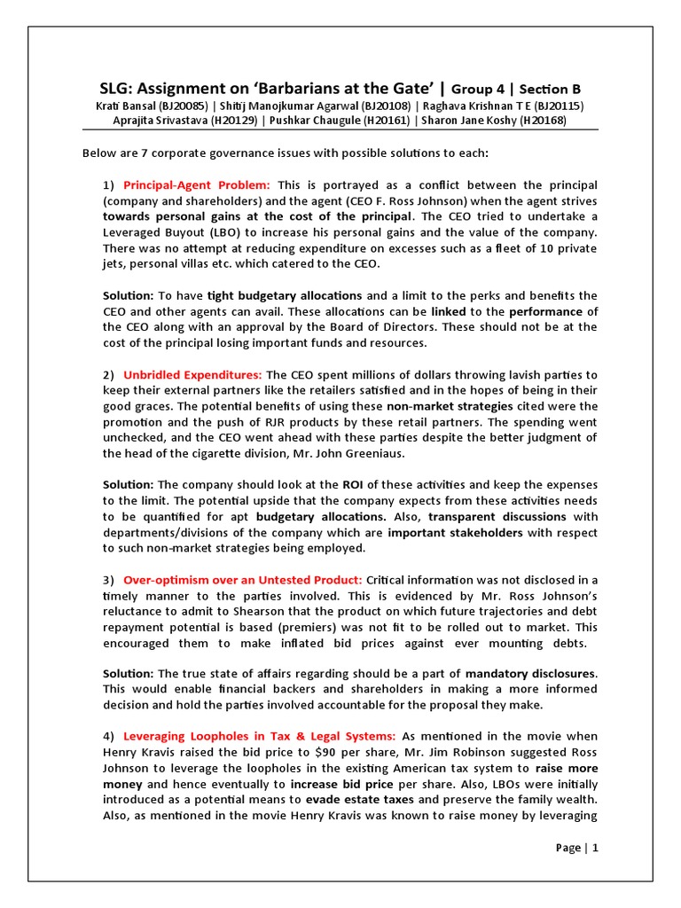 Barbarians at The Gate PDF Leveraged Buyout Taxes