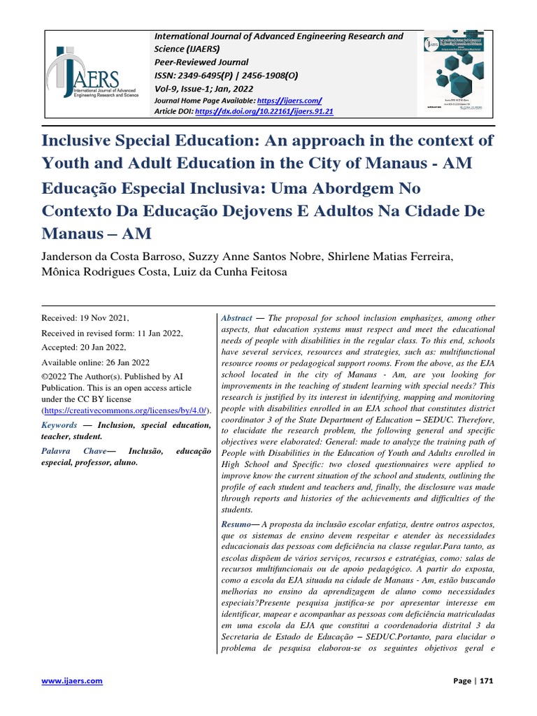 Inclusive Special Education: An Approach in The Context of Youth and ...