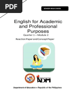 English For Academic and Professional Purposes: Quarter 1 - Module 2 Reaction Paper and Concept Paper