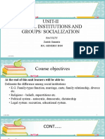 Unit-Ii Social Institutions and Groups/ Socialization: Faculty Zarish Gameria RN, Generic BSN