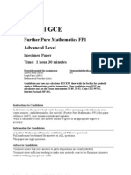 GCE FurtherMaths Specimen Paper Mkscheme