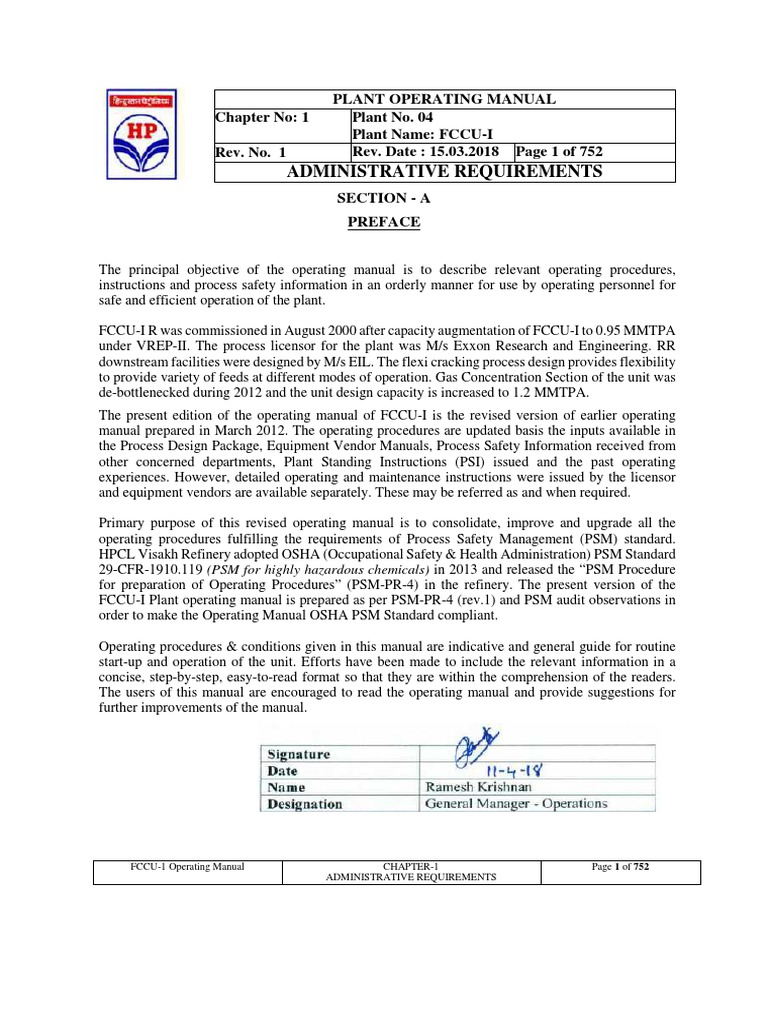 FCCU I Operating Manual Compressed | PDF | Technology & Engineering