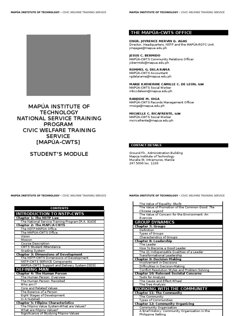 Mapua Cwtsstudentsmodule (Ay08 09) | PDF | Emergence | Psychological ...