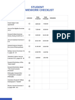 Student Homework Checklist: Item Checked Time-Started Time - Finished Remarks