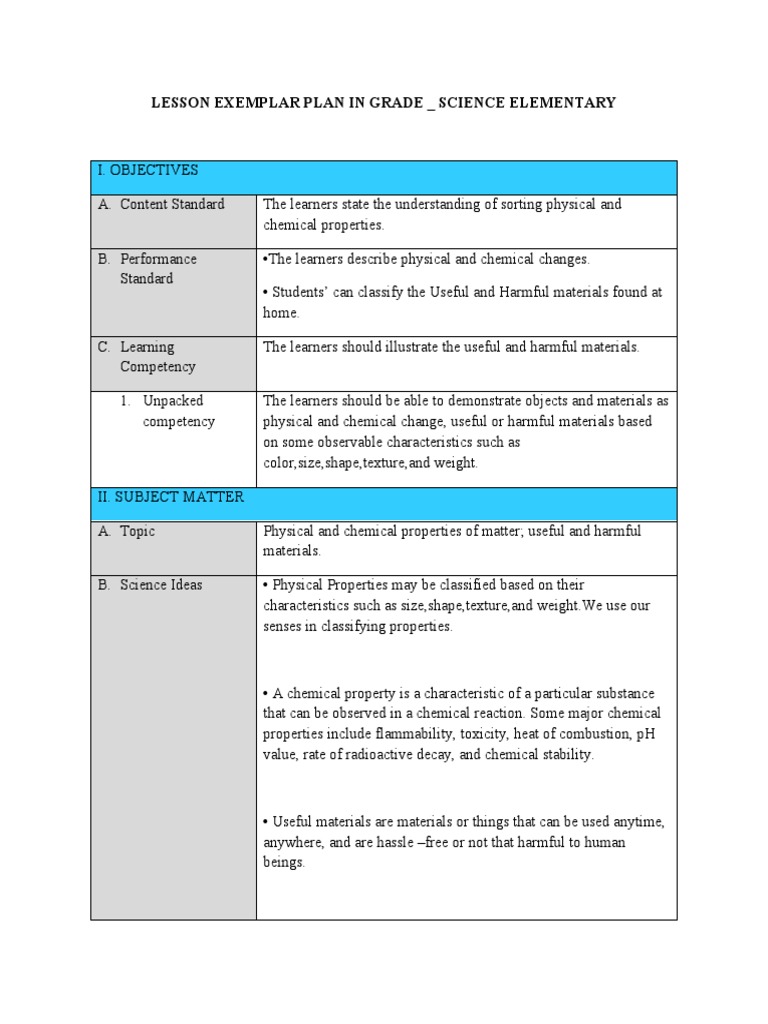 Grade 3 Science: Properties of Matter Lesson | PDF | Chemical ...