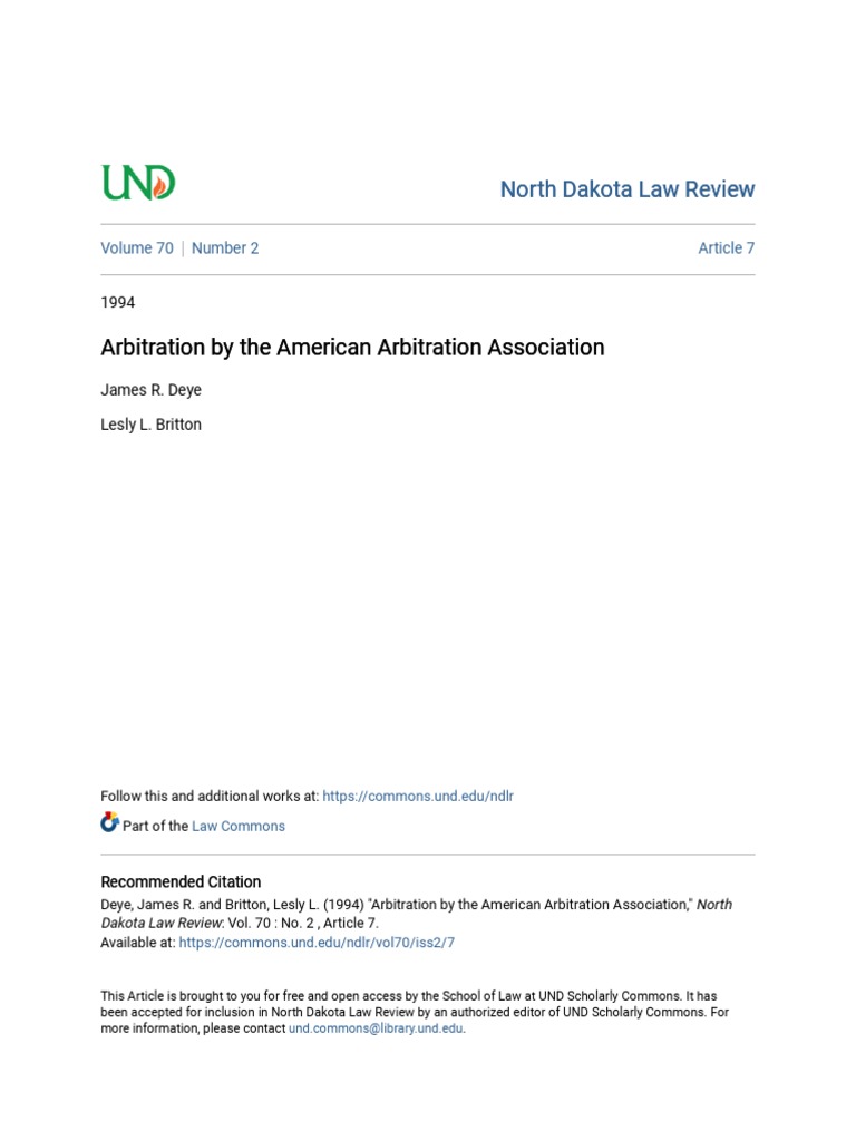 Arbitration by The American Arbitration Association PDF Arbitration Alternative Dispute