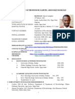 Curriculum Vitae of Professor Samuel Adegoke Bankole