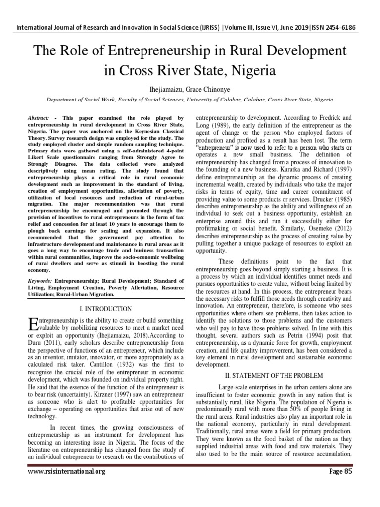Role of Entrepreneurship in Rural Development | PDF | Entrepreneurship ...