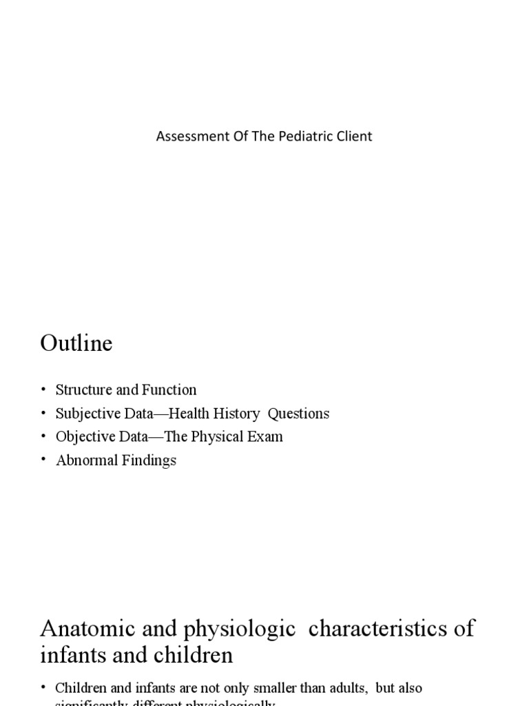Pediatric Client Assessment Guide | PDF | Clinical Medicine | Medical ...