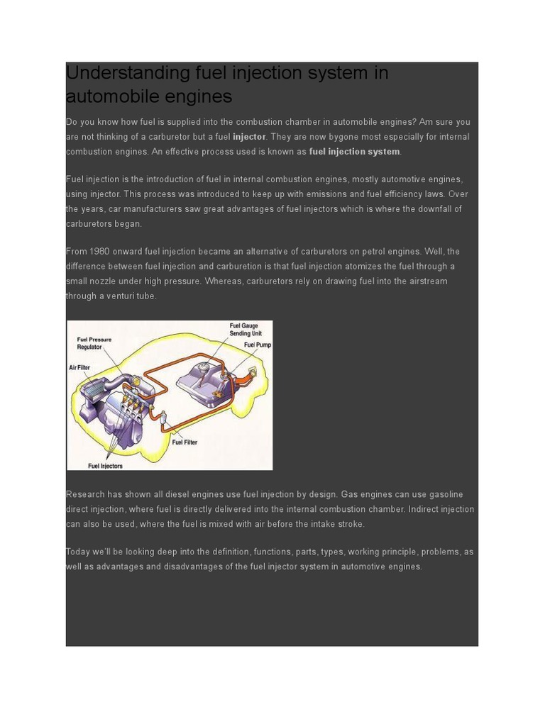 Fuel Injection Systems in Automotive Engines | PDF | Fuel Injection ...