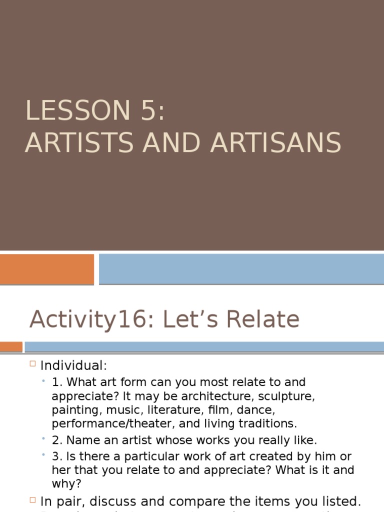 Understanding Artists and Artisans | PDF | Cognition | The Arts