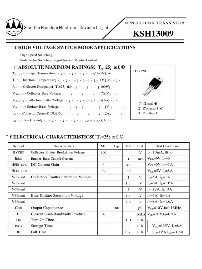 Datasheet - HK ksh13009 4635496 | PDF