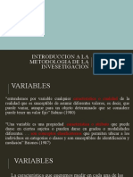 INTRODUCCION A LA METODOLOGIA DE LA INVESETIGACION Variables