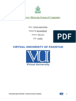 MGTi620 Internship Report Virtual University of Pakistan