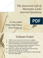 The Immortal Life of Henrietta Lacks Journal Questions: Dr. Roz Iasillo Trinity High School River Forest, IL