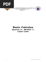 Basic Calculus: Quarter 3 - Module 1: Limit Laws