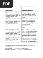 Direct Speech Reported Statements: Suggested