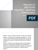 "Politici Si Institutii Politice"-Cristian Pârvulescu: Raportul Politic-Politica