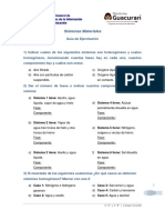 Sistemas Materiales: Guía de Ejercitación sobre Fases, Componentes y Homogeneidad