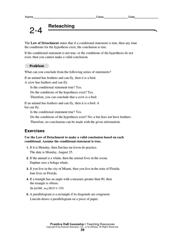 2 4 Deductive Reasoning Reteach Worksheet PDF Deductive Reasoning