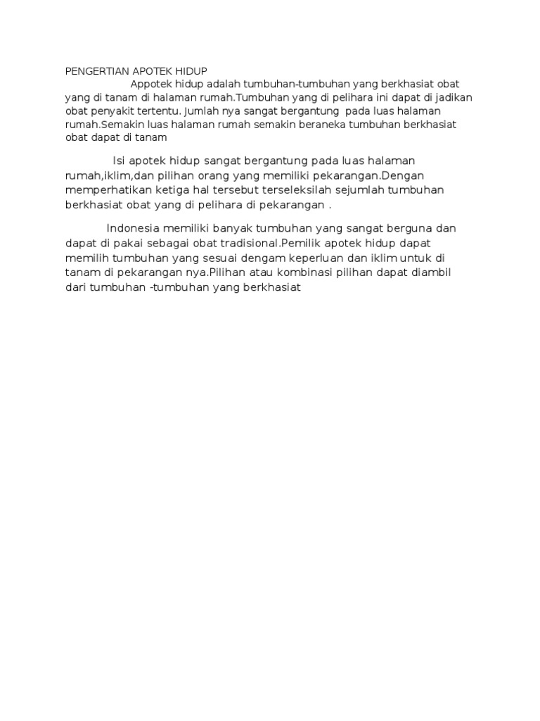 pengertian apotek hidup