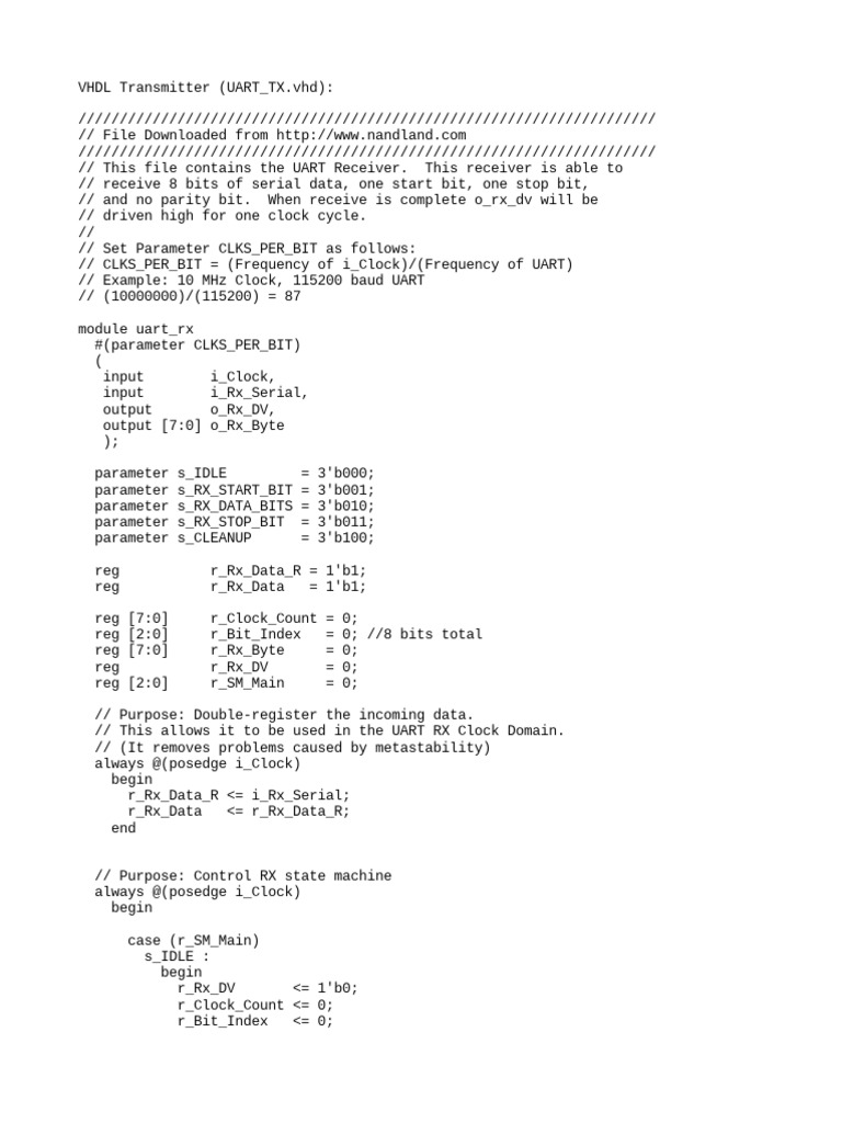 UART Receiver Verilog Code | PDF | Telecommunications Engineering ...