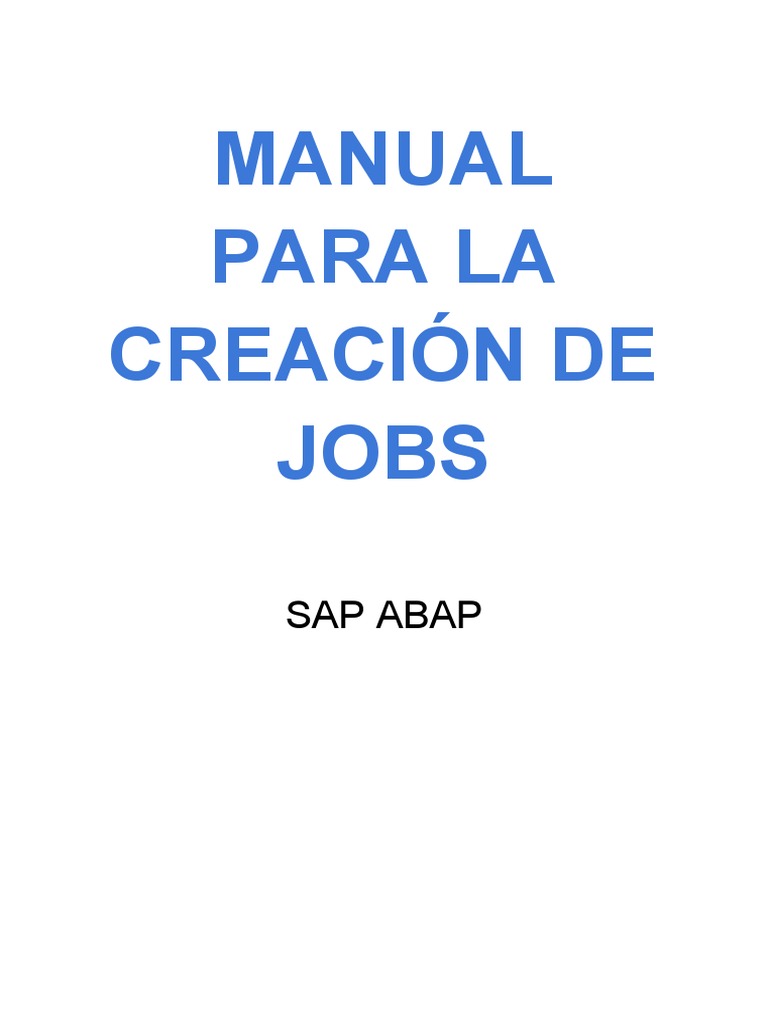 Creación de Jobs en SAP ABAP | PDF | Finanzas y dinero | Informática